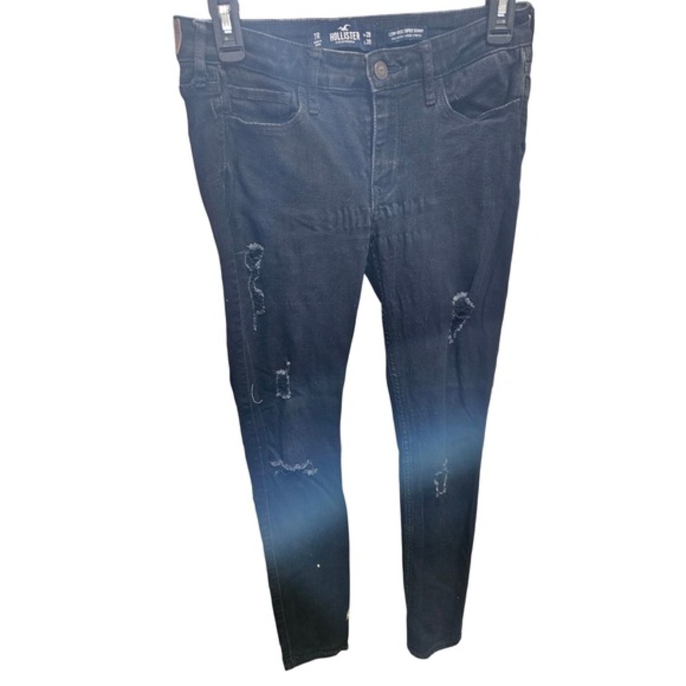 Hollister Low Rise Super Skinny Jeans W28 L30‎ Black Distressed Denim